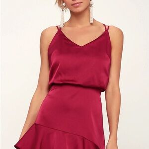 Lulu's Burgundy Satin Dress